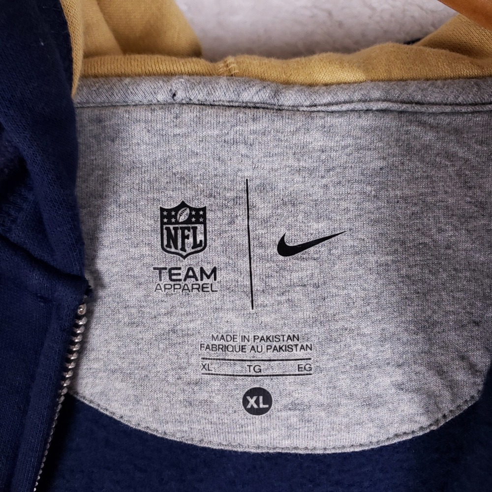 Nike Rams Full Zip Hoodie Mens XL NFL Team Apparel Navy Blue Fleece Swoosh - Picture 4 of 8